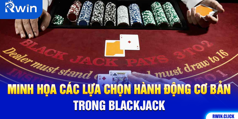 Hành động chơi blackjack với Hit và Stand